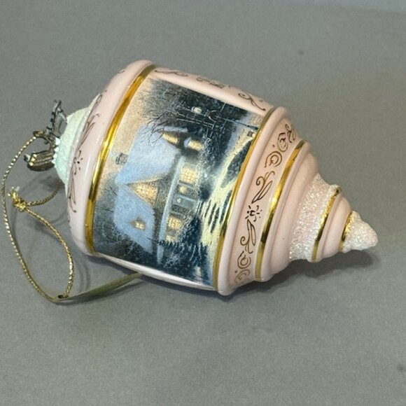 Vintage Thomas Kinkade Christmas Ornament Cottage Bradford Glass Eve Heirloom - Picture 1 of 4